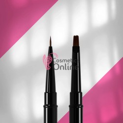 Pensula de unghii Staleks cu doua capete, pentru pictura liner si constructie gel, din par sintetic, lungime 7 mm / 7 mm, model NBE-01/04